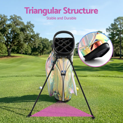 Everfit Golf Stand Bag Lightweight Carry Bag Dual Strap Club Divider Holographic 5