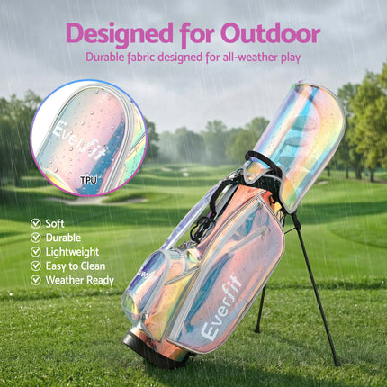 Everfit Golf Stand Bag Lightweight Carry Bag Dual Strap Club Divider Holographic 6
