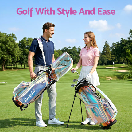 Everfit Golf Stand Bag Lightweight Carry Bag Dual Strap Club Divider Holographic 9