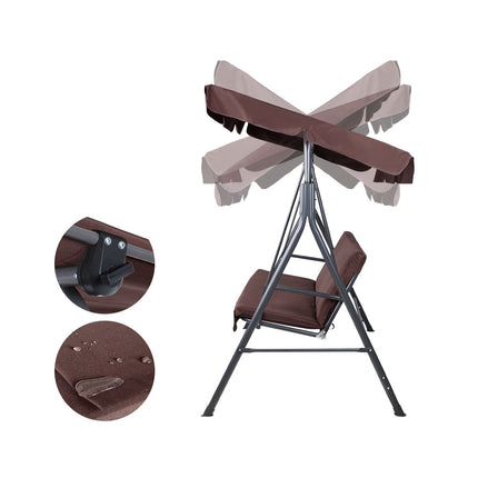 Gardeon Outdoor Swing Chair Garden Chair Bench Furniture Canopy 3 Seater Brown 3