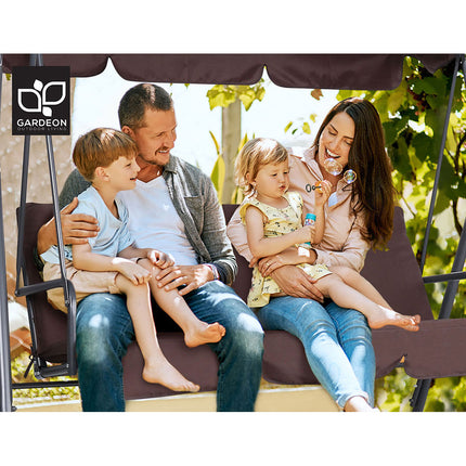Gardeon Outdoor Swing Chair Garden Chair Bench Furniture Canopy 3 Seater Brown 7