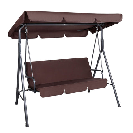 Gardeon Outdoor Swing Chair Garden Chair Bench Furniture Canopy 3 Seater Brown 8