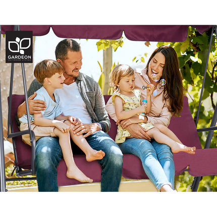 Gardeon Outdoor Swing Chair Garden Bench Furniture Canopy 3 Seater Wine Red 7