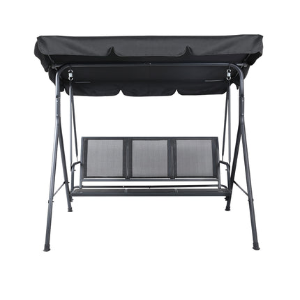 Gardeon Outdoor Swing Chair Garden Bench Furniture Canopy 3 Seater Mesh Black 3