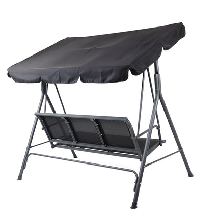 Gardeon Outdoor Swing Chair Garden Bench Furniture Canopy 3 Seater Mesh Black 5