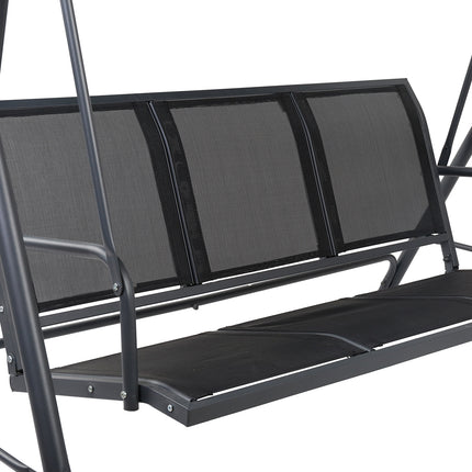 Gardeon Outdoor Swing Chair Garden Bench Furniture Canopy 3 Seater Mesh Black 6