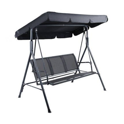 Gardeon Outdoor Swing Chair Garden Bench Furniture Canopy 3 Seater Mesh Black 7