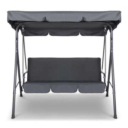 Gardeon Outdoor Swing Chair Garden Chair Bench Furniture Canopy 3 Seater Grey 3