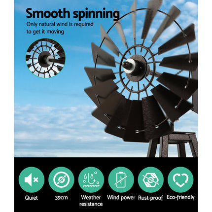 Garden Windmill 160cm Metal Ornaments Outdoor Decor Ornamental Wind Mill 6