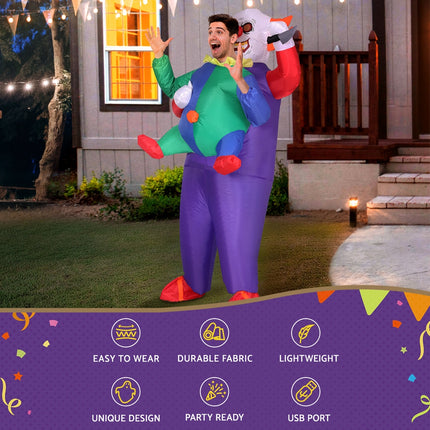 Inflatable Clown Costume Adult Suit Blow Up Party Fancy Dress Halloween Cosplay 4
