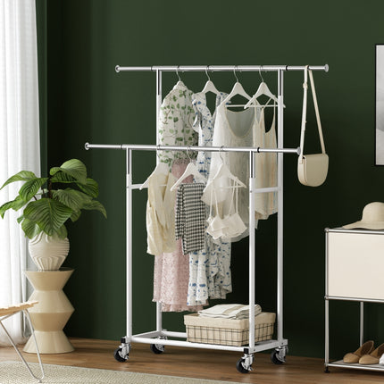 Artiss Clothes Rack Double Rod Airer Rail Coat Stand Adjustable Hanger 7