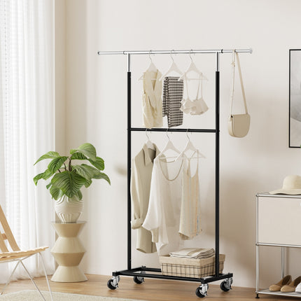 Artiss Clothes Rack Double Rod Airer Rail Coat Stand Adjustable Hanger 7