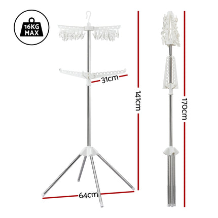 Artiss Clothes Rack Airer 2 Tier Rotatable Hanger Foldable 2
