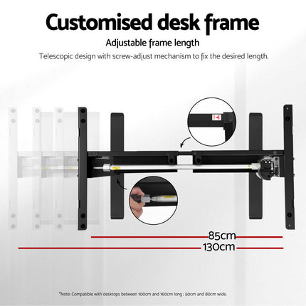 Artiss Electric Standing Desk Frame Only Height Adjustable 70KG Load Black 5