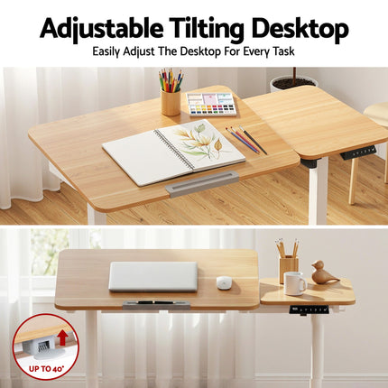 Artiss Electric Standing Desk Height Adjustable Sit Stand Desk Tilting Top 5