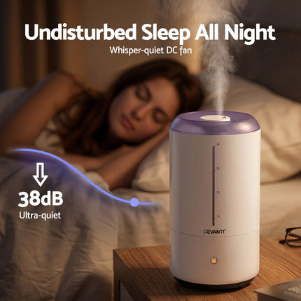 Devanti Ultrasonic Humidifier Aroma Diffuser Top Fill Quiet Bedroom 4L White 6
