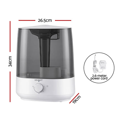 Devanti Ultrasonic Humidifier Aroma Diffuser Top Fill Quiet Bedroom 6L 2
