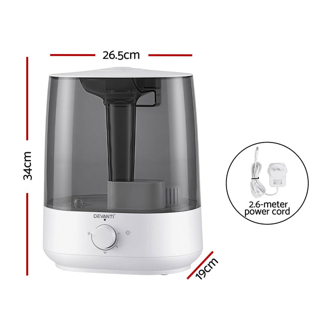 Devanti Ultrasonic Humidifier Aroma Diffuser Top Fill Quiet Bedroom 6L 2