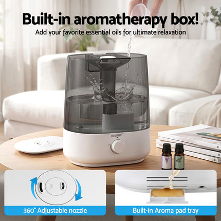 Devanti Ultrasonic Humidifier Aroma Diffuser Top Fill Quiet Bedroom 6L 4