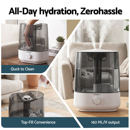 Devanti Ultrasonic Humidifier Aroma Diffuser Top Fill Quiet Bedroom 6L 7