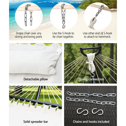 Gardeon Hammock Bed Outdoor Camping Portable Hanging Chair 2 Person Piillow 7