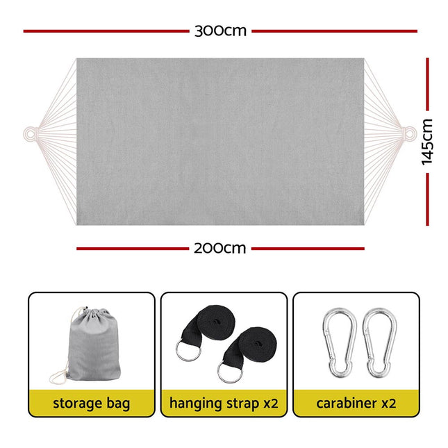Gardeon Hammock Bed w/ Travel Bag Outdoor Lounge Chair Grey 2