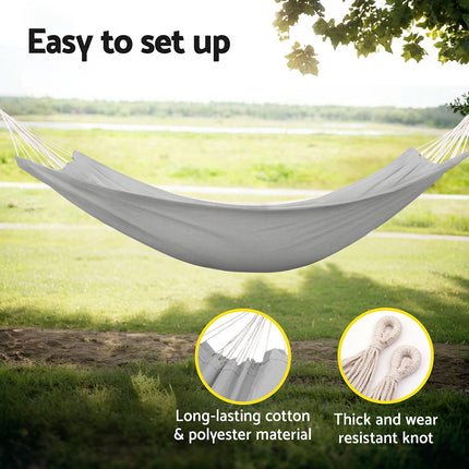 Gardeon Hammock Bed w/ Travel Bag Outdoor Lounge Chair Grey 6