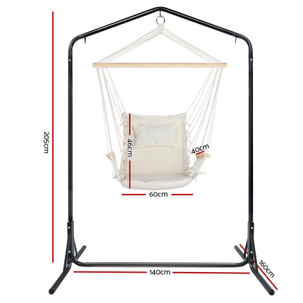 Gardeon Outdoor Hammock Chair with Stand Swing Hanging Hammock Garden Cream 2