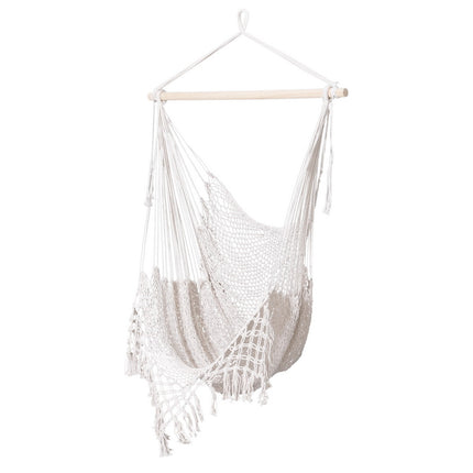 Gardeon Hammock Chair Swing Camping Mesh Cream 3