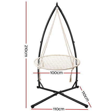 Gardeon Hammock Chair Nest Web Outdoor Swing with Steel Stand 100cm 2
