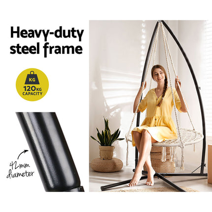 Gardeon Hammock Chair Nest Web Outdoor Swing with Steel Stand 100cm 3