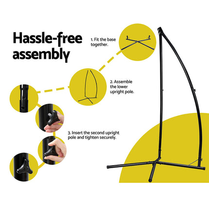 Gardeon Hammock Chair Nest Web Outdoor Swing with Steel Stand 100cm 6