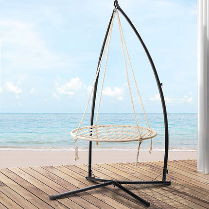 Gardeon Hammock Chair Nest Web Outdoor Swing with Steel Stand 100cm 7