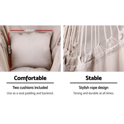 Gardeon Outdoor Hammock Chair with Stand Hanging Hammock with Pillow Cream 7