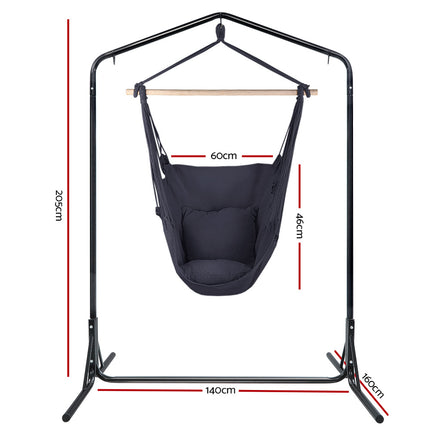 Gardeon Outdoor Hammock Chair with Stand Swing Hanging Hammock with Pillow Grey 2
