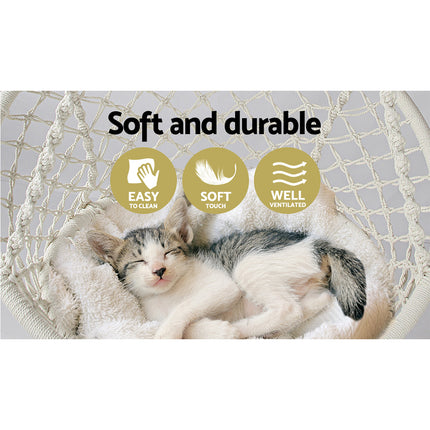 Gardeon Hammock Chair Outdoor Hanging Macrame Cotton Indoor Cream 5