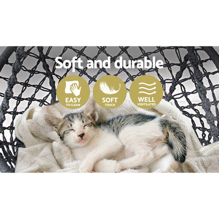 Gardeon Hammock Chair Outdoor Hanging Macrame Cotton Indoor Grey 5