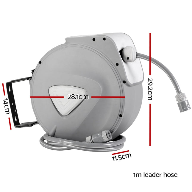 Water Hose Reel 10M Retractable Auto Rewind Garden Spray Gun 2