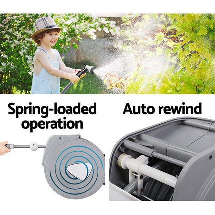 Water Hose Reel 10M Retractable Auto Rewind Garden Spray Gun 5