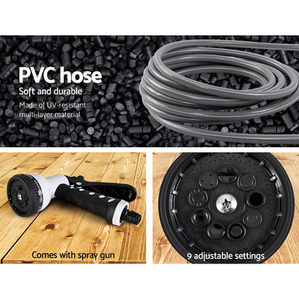 Water Hose Reel 10M Retractable Auto Rewind Garden Spray Gun 7