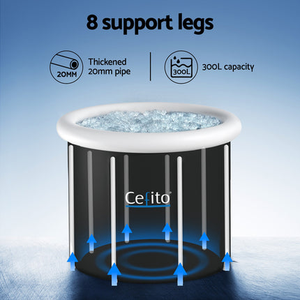 Weisshorn Portable Ice Bath Tub 70X80CM Inflatable Folding Bathtub Spa Massage 5