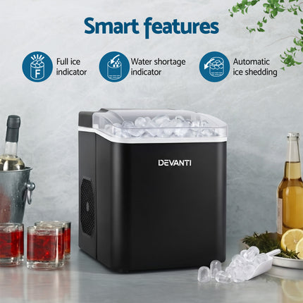 Devanti Ice Maker Machine Portable 12kg Countertop w/Self Cleaning 1.2L Black 5