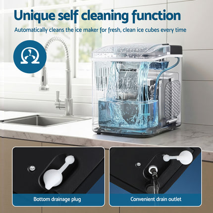 Devanti Ice Maker Machine Portable 12kg Countertop w/Self Cleaning 1.2L Black 10