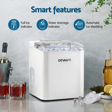 Devanti Ice Maker Machine Portable 12kg Countertop w/Self Cleaning 1.2L White 5