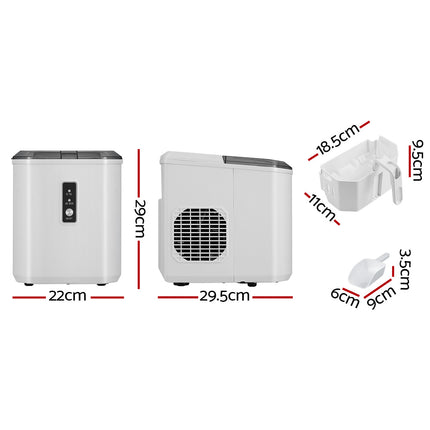 Devanti 12kg Ice Maker Machine Portable Ice Cube Tray Bar Countertop 2L Black 2