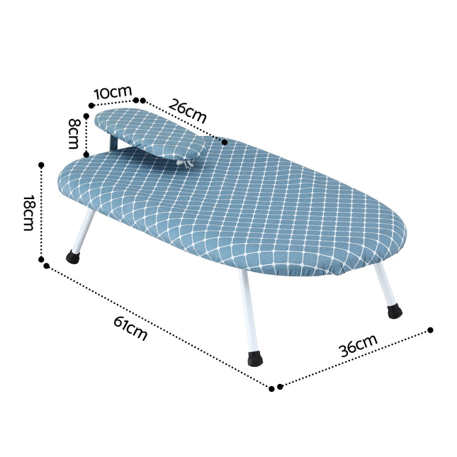 Artiss Tabletop Ironing Board with Small Ironing Boards with Folding Legs Blue 2