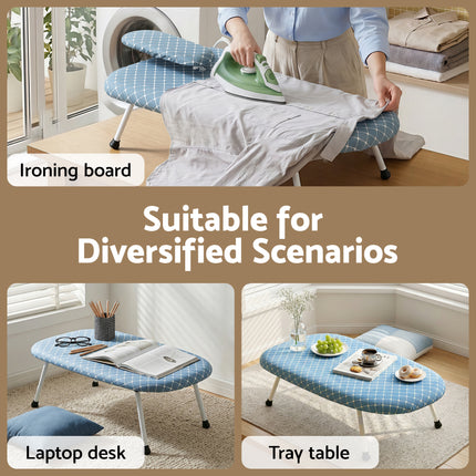 Artiss Tabletop Ironing Board with Small Ironing Boards with Folding Legs Blue 6