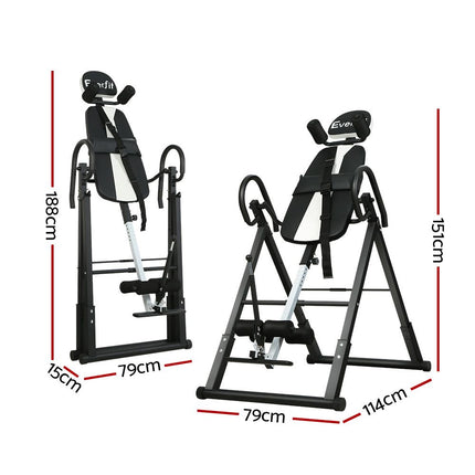 Everfit Inversion Table Gravity Exercise Inverter Back Stretcher Home Gym Grey 2
