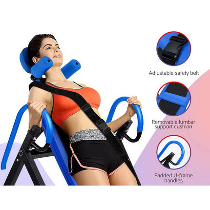 Everfit Inversion Table Gravity Exercise Inverter Back Stretcher Home Gym Blue 3