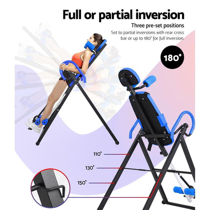 Everfit Inversion Table Gravity Exercise Inverter Back Stretcher Home Gym Blue 6